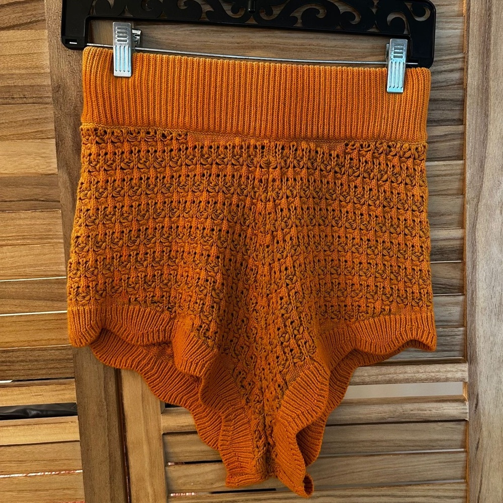 For Love & Lemons Lizzy Stripe Knit Short in orange size S